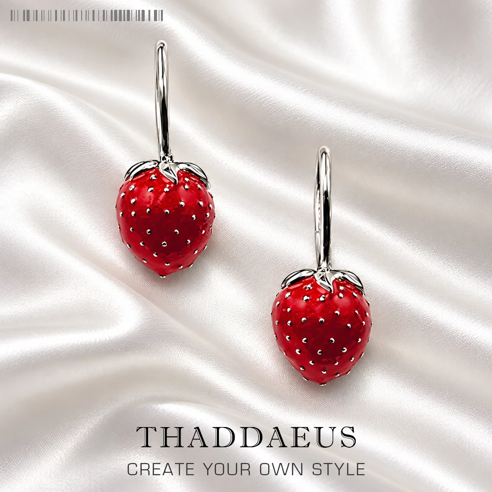 Ear Drop Earrings Red Strawberry Winter Brand New Europe Style Romantic Jewelry For Women Gift In Real 925 Sterling Silver