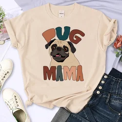 Pug-女性のための原宿スタイルのTシャツ,女の子のための半袖アニメ服