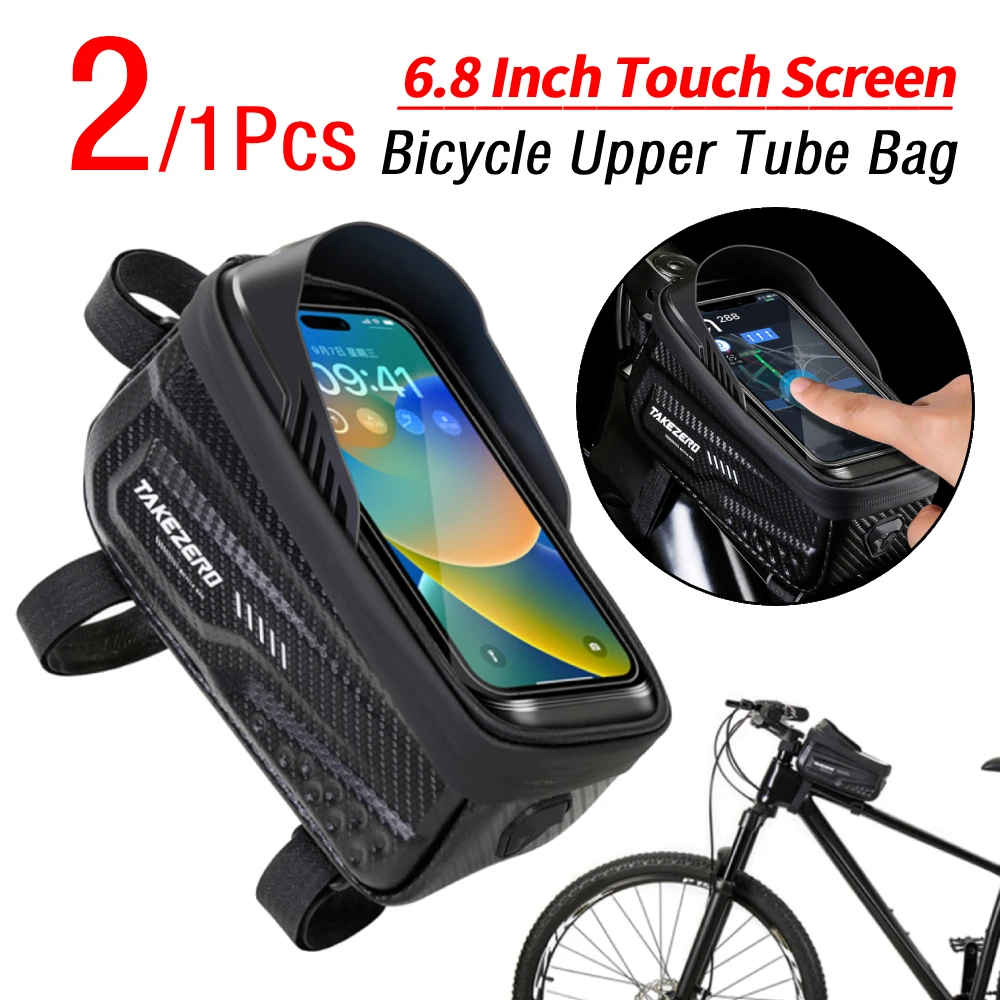 

1/2Pcs 1L Bike Mount Pack Waterproof Front Top Frame Tube Bag 6.8 Inch Touch Screen Road Bicycle Pouch Cycling Accessories