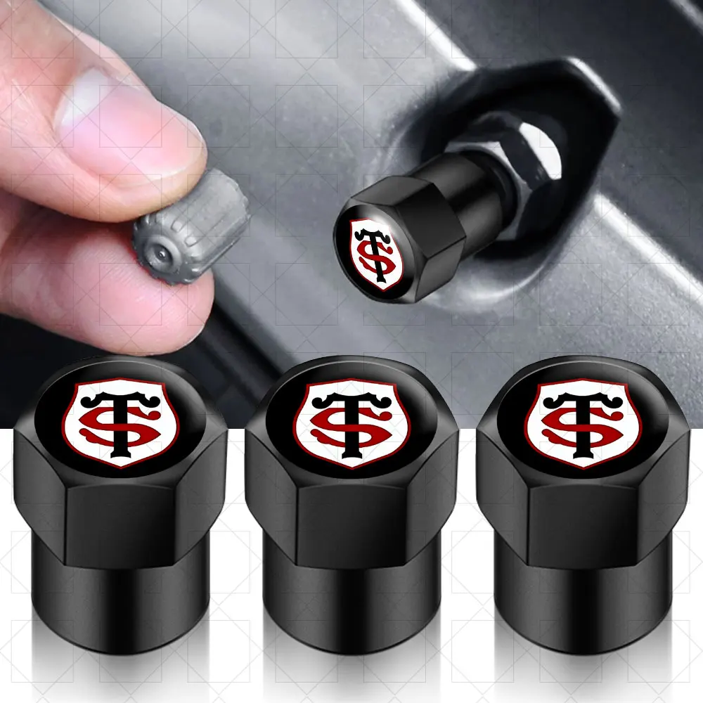 Bouchon de Valve de voiture universel, accessoires de tige de Valve de pneu de roue, autocollant d'air pour Stade Toulousain, forme Vintage, style de voiture, 4 pièces