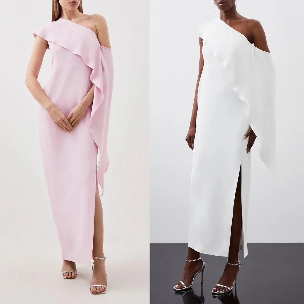 

Customized Prom Dress Saudi Arabia Modern Style Off The Shoulder A-line Ankle-Length Satin Bespoke Occasion Dresses Evening