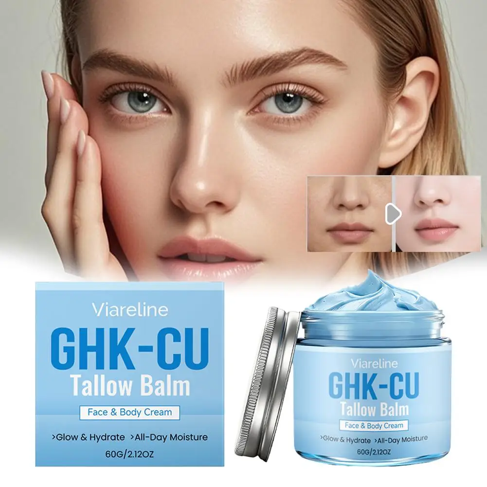 GHK-CU Copper Peptide Tallow Balm Blue Cream Lasting Deep Hydrating Brightening Cream For Face And Body Dry Sensitive SkinCare