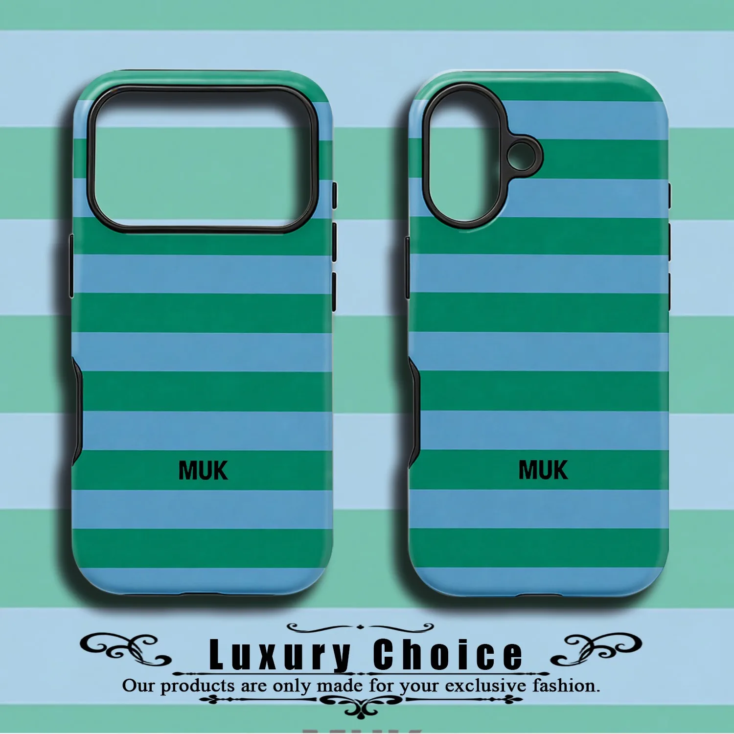 Teal Stripes MUK Phone Case for Samsung Galaxy S20 S22 S23 S24 S25 S26 FE Plus Ultra Edge 4G 5G Double-layer Back Cover