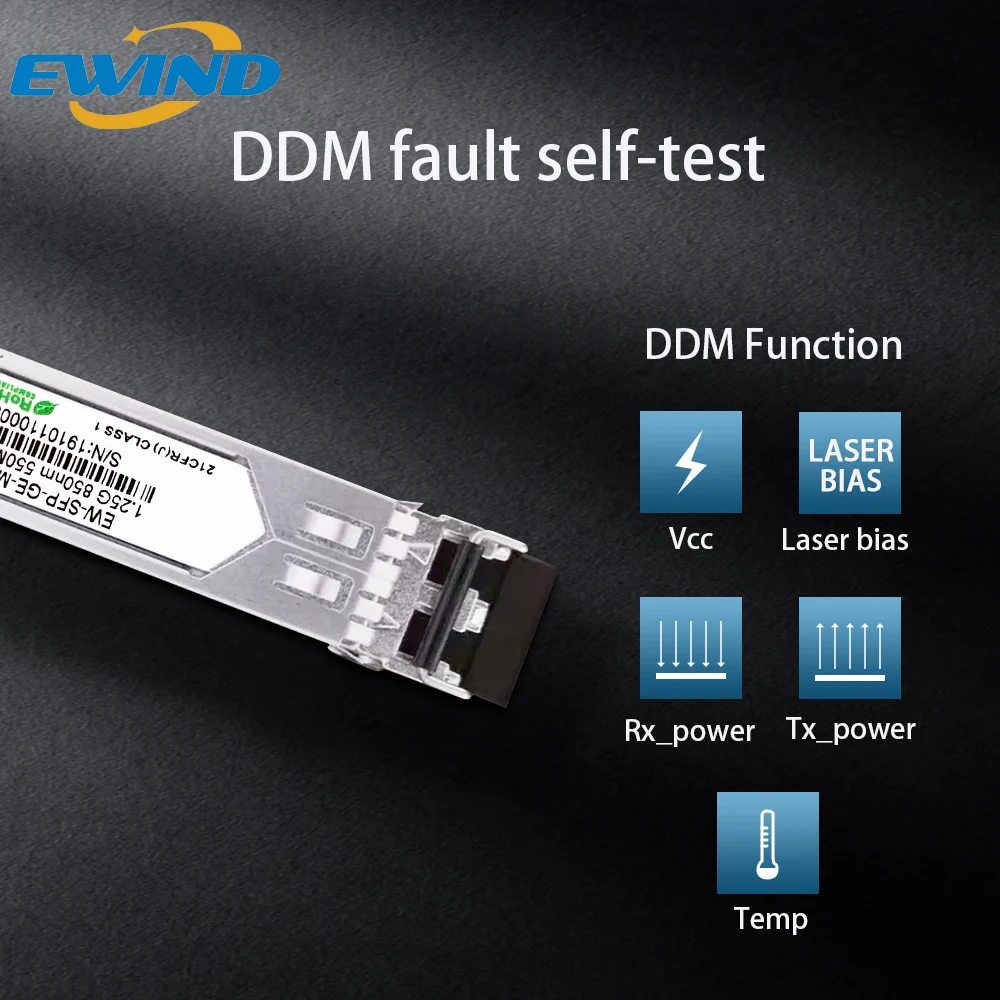 EWIND 1.25G SFP Optical Transceiver 550m DDM Fiber 850nm SFP Transceiver Module Gigabit Multimode Duplex LC Compatible for CISCO