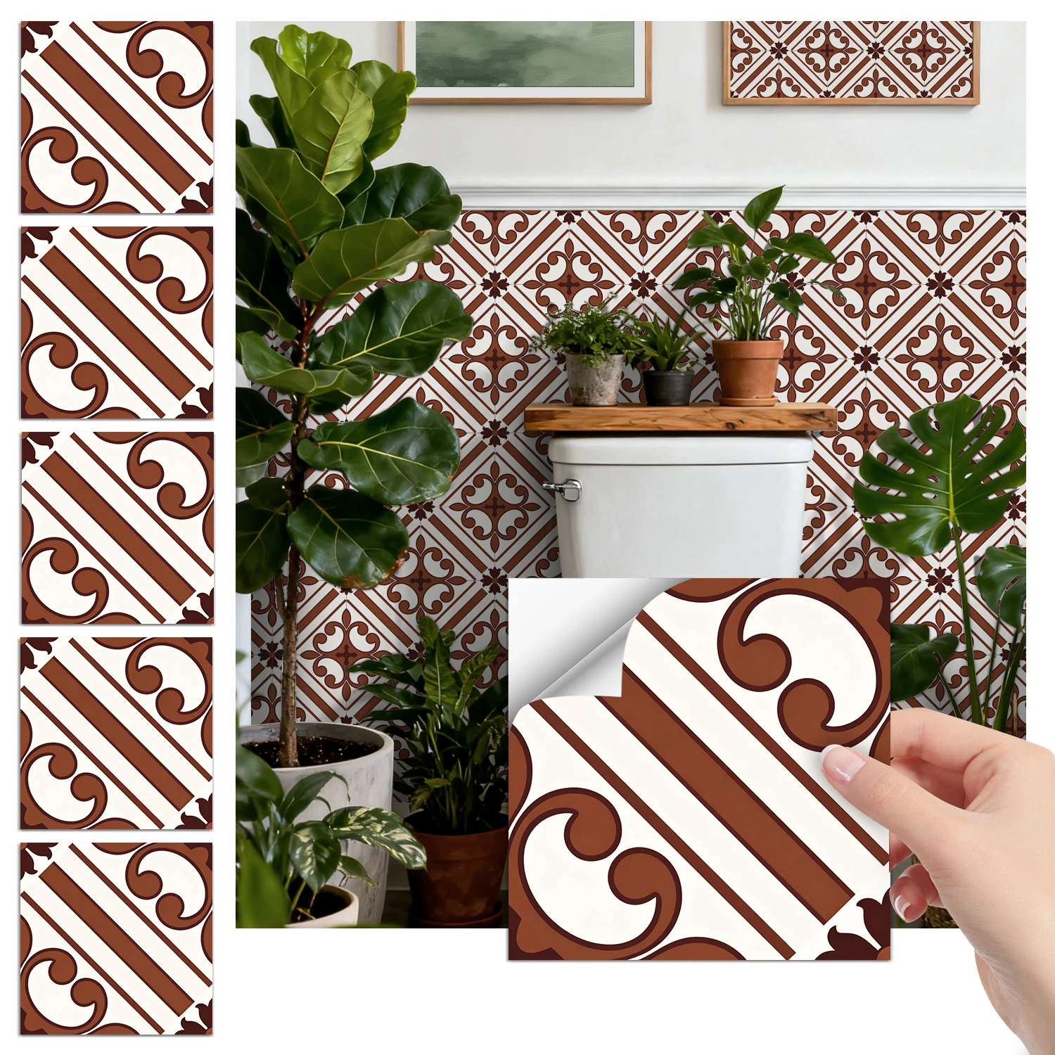 

36 pieces of minimalist floral tile stickers, self-adhesive wall stickers, waterproof kitchen, bathroom and home decoration