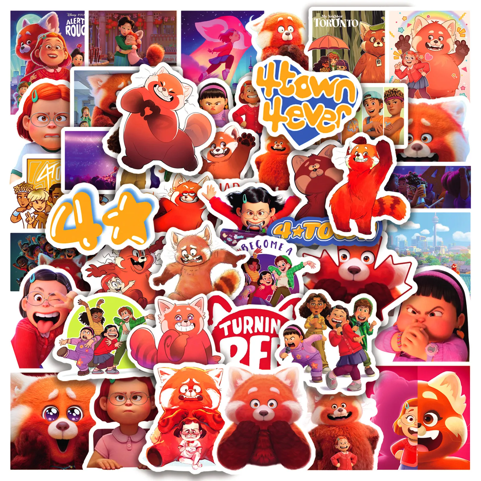 

50PCS Cartoon Animation Turning Red Stickers DIY Phone Laptop Phone Motorcycle Helmet Waterproof Graffiti Toys Gifts Stickers