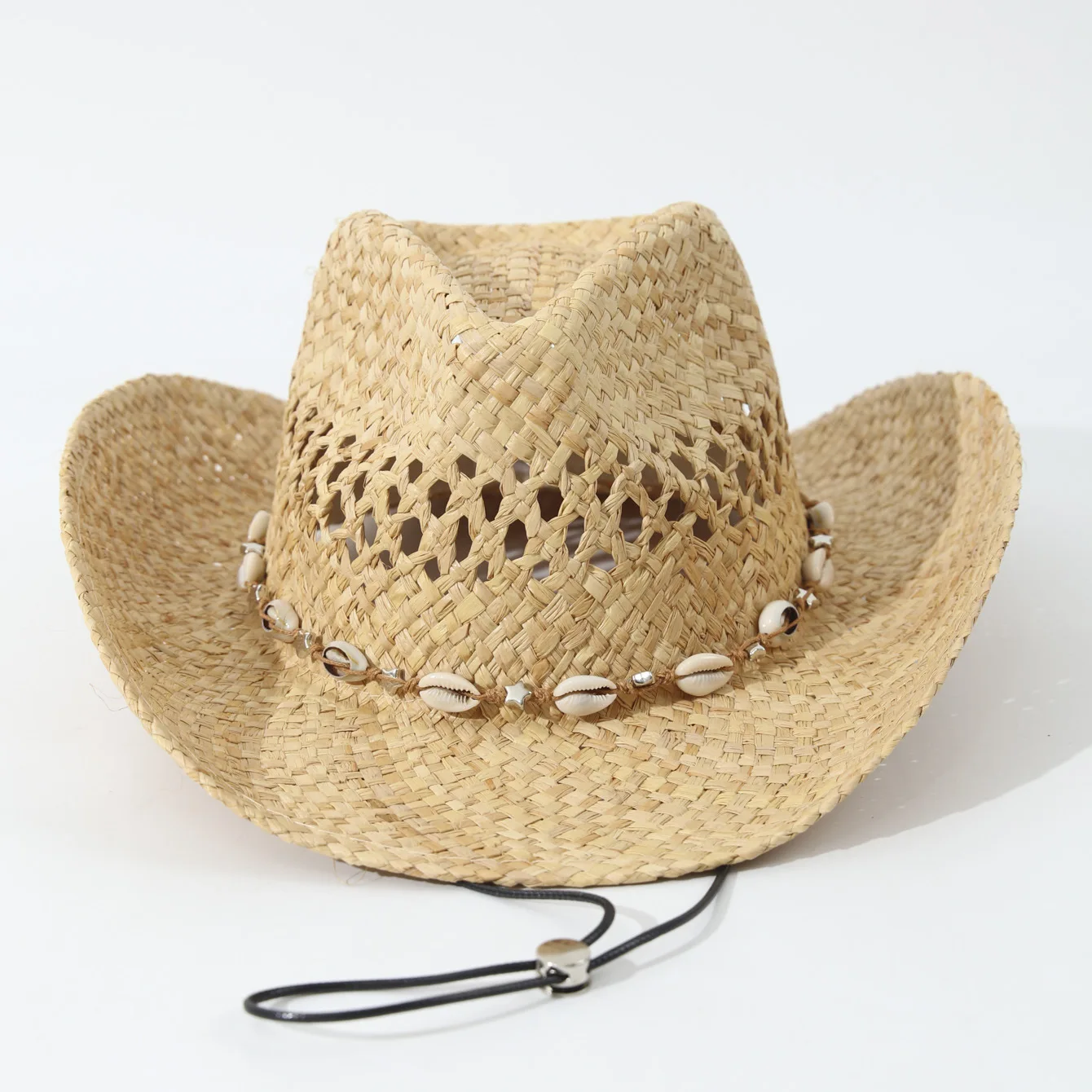 Retro Western Straw Cowboy Hat Adorned With Five-pointed Star Lightweight Breathable Seaside Vacation Casual Headwear