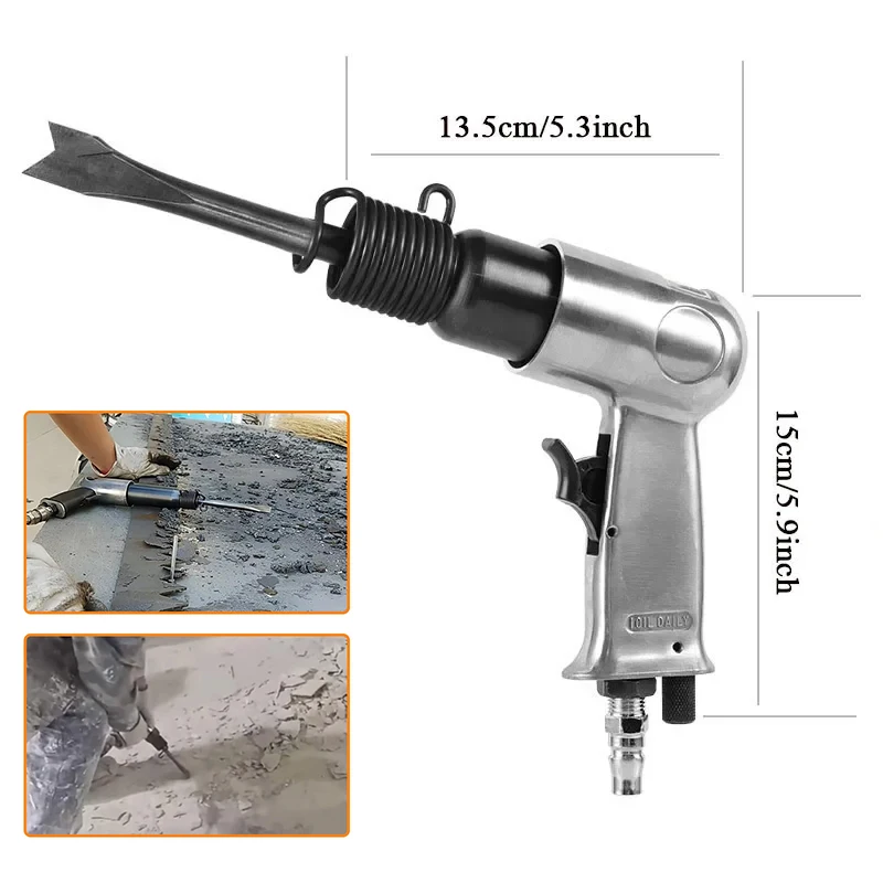 3/8'' 150mm Air Hammer Professional Handheld Pistol Gas Shovels Small Rust Remover Air Shovel Pneumatic Tools with 4 Chisels image 3