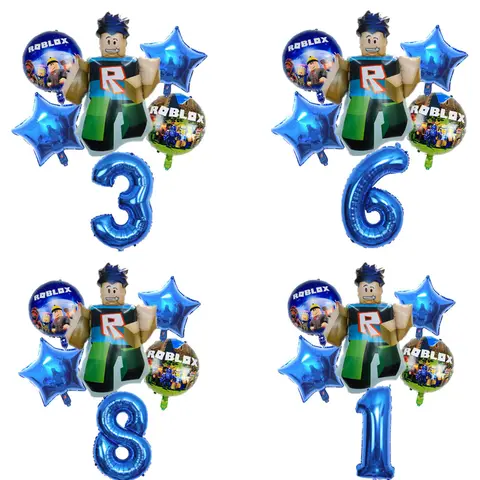 Cartoon Game Roblox Creative Peripheral Cartoon Double-sided Shaped Birthday Party Decoration Number Foil Balloon Set