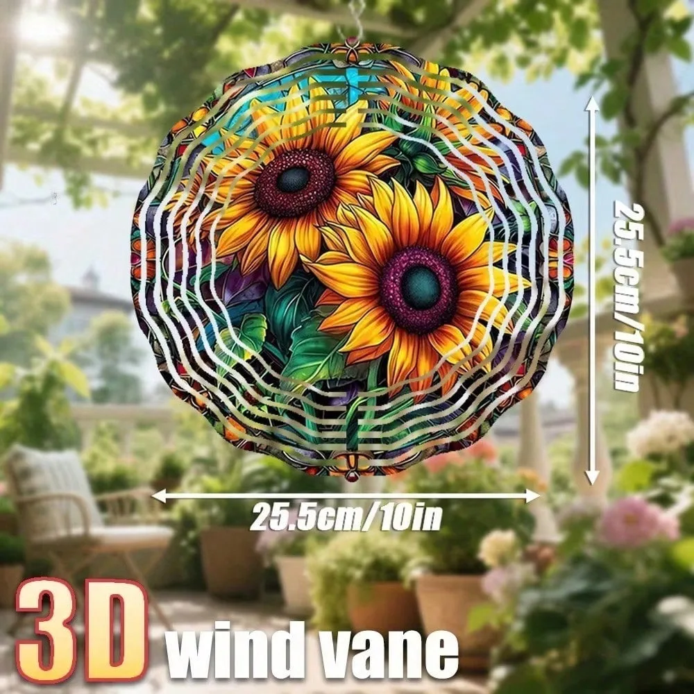 CIFBUY Metal Wind Spinner Sunflower 3D Mosaic 360° Rotating Waterproof Garden Patio Yard Home Decor