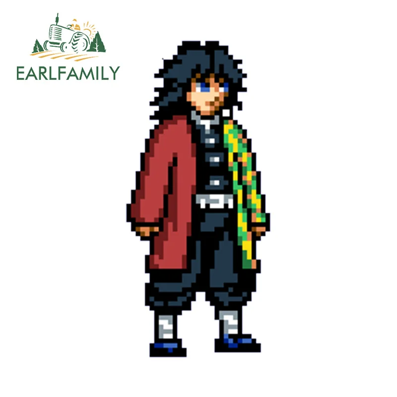 

EARLFAMILY 13cm x 6cm Tomioka Giyuu Pixel Car Accessories Anime Ninja Retro Ghostkill Swordsman Decal Waterproof Stickers