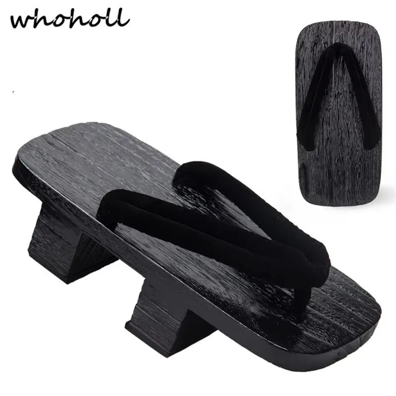 Whoholl Jiraiya Cosplay Kimono japonés Geta zuecos hombre mujer sandalias Unisex zapatos de madera de dos dientes altos Cos par zapatos