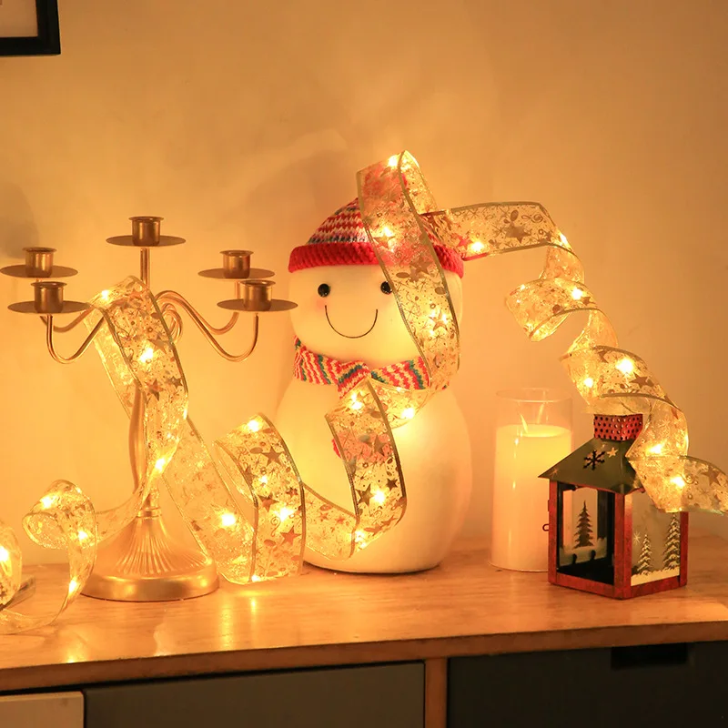 1/5/10m 2025New Year Christmas Ribbon Fairy Light String Garland Lights Christmas Tree Ornament Ribbon Light Home Decoration - Image 5
