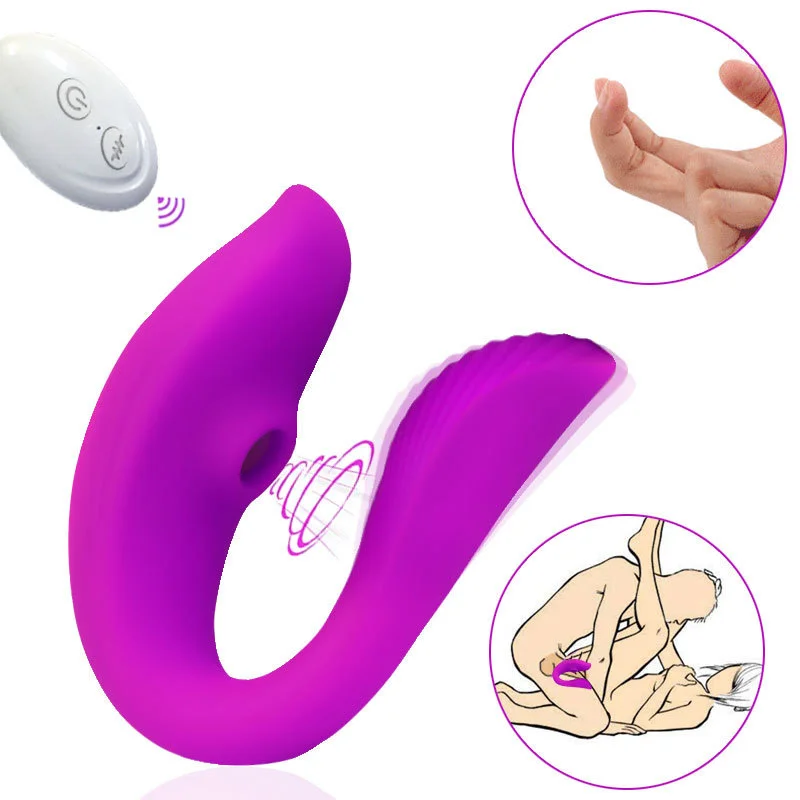 Wireless Remote Sucking Vibrator Wearable U Shaped Dildo Oral Sex Clit Massager Dual Stimulation Adult Couple Sex Toys for Women