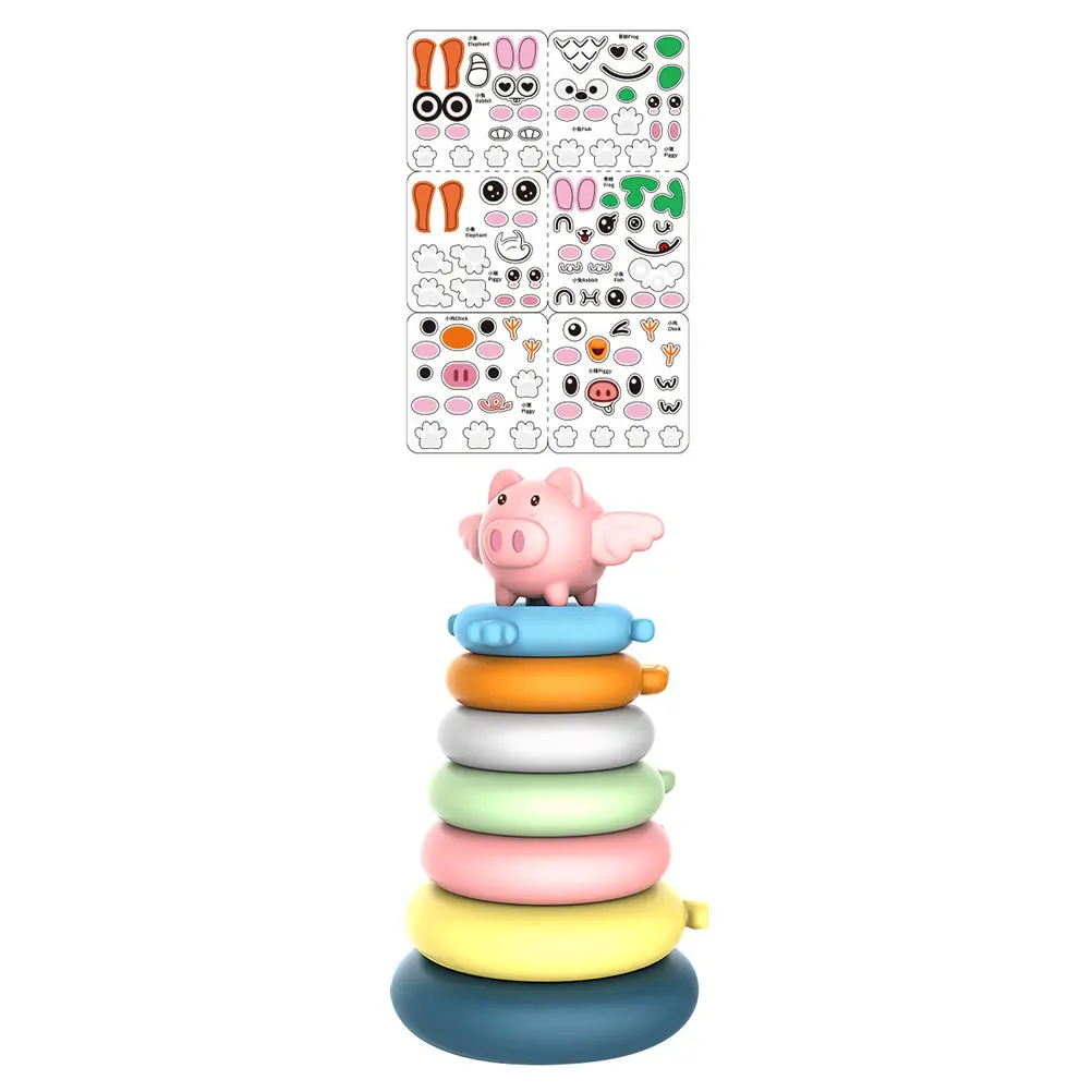 おもちゃ-子供の認知教育用-カラフルな積み重ね遊具-ブロックスタッカー-ブロック