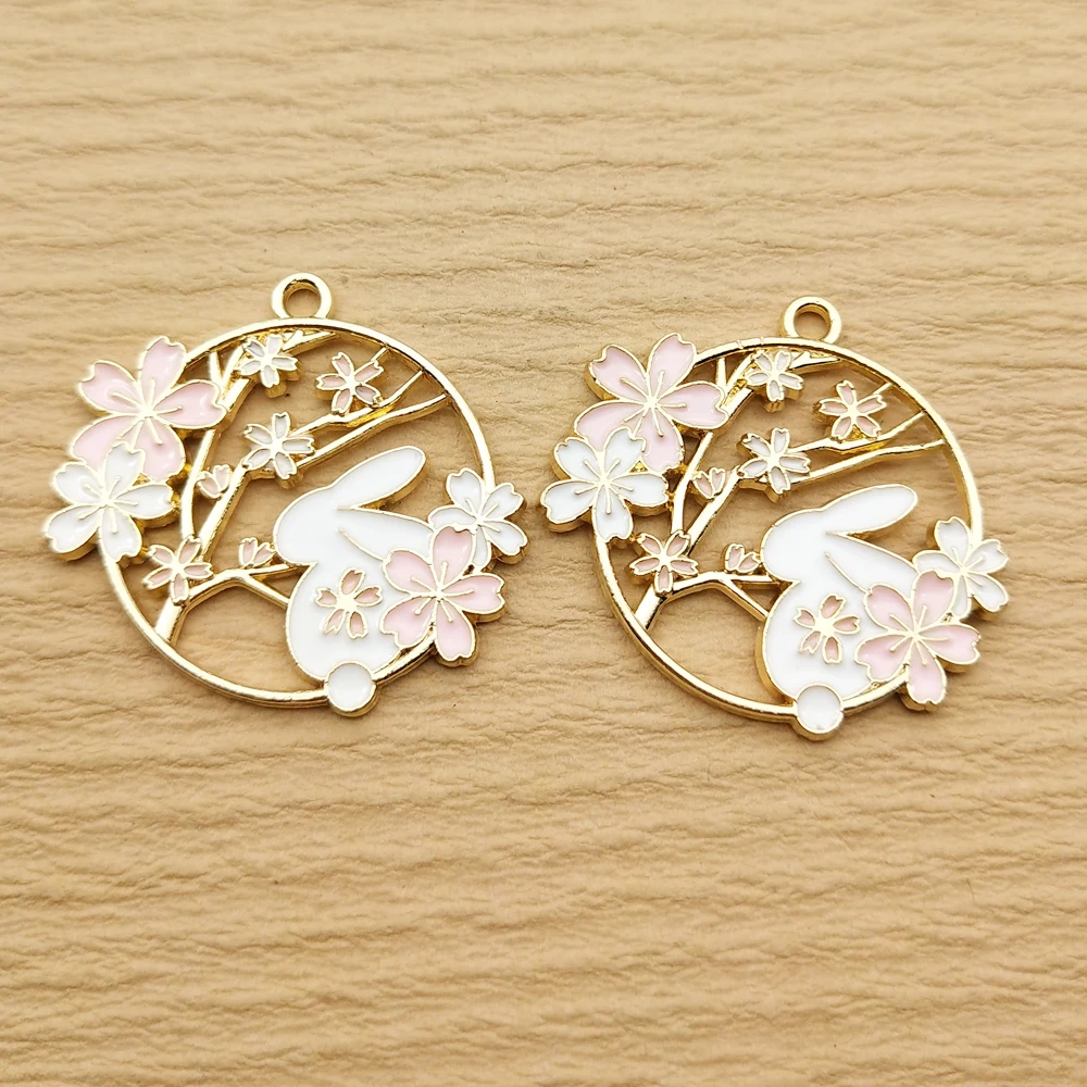 10pcs Cute Flower Rabbit Cat Charms for DIY Jewelry Making