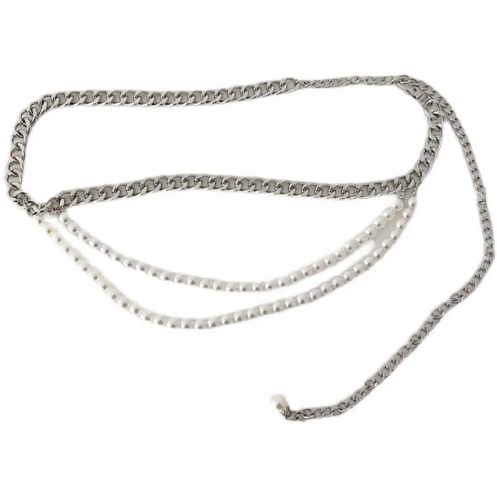 New Elegant Multilayer Pearl Belt Versatile Boho Waist Chain Waist Accessory Floral Belly Chain for Women
