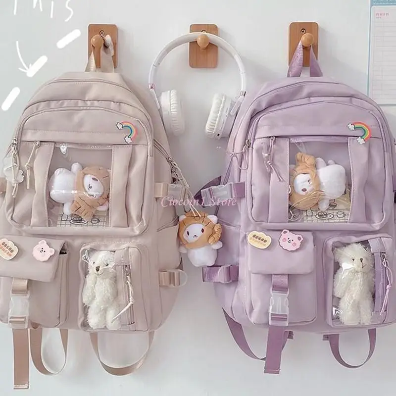 학교 배낭 귀여운 노트북 배낭 학생 Bookbag 십대 소녀 여성을위한 나일론 캐주얼 여행 가방