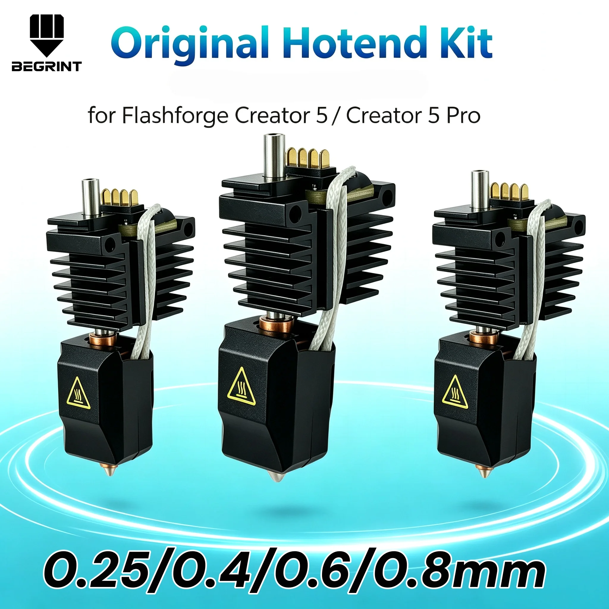 Original Hotend Kit for Flashforge Creator 5 / Creator 5 Pro 0.25/0.4/0.6/0.8mm Extruder Print Head Nozzle Assembly 3D Printer