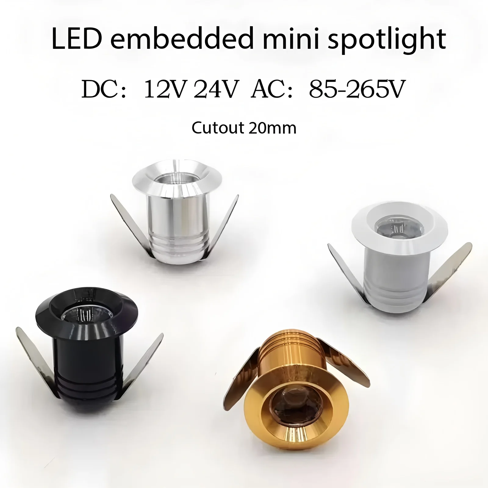 

4/10 шт. 1 Вт 3 Вт мини светодиодный прожектор 110 В 220 В 12 В 20 мм вырез встраиваемый точечный светильник потолочный светильник витрина дисплей внутреннее освещение