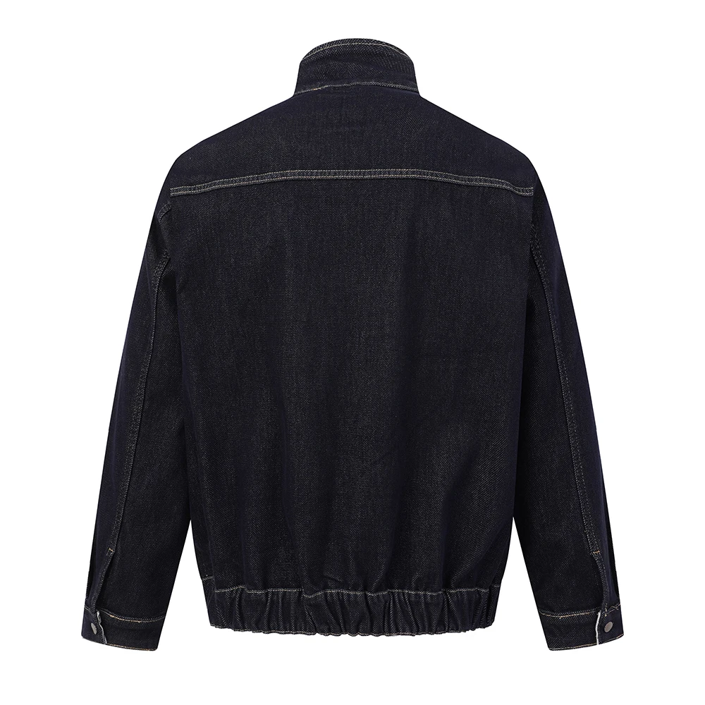 Streetwear Solid Color Washed Baggy Jeans Jacket for Men Lapel Vintage Loose Casual Autumn Windbreaker Denim Coat Oversized