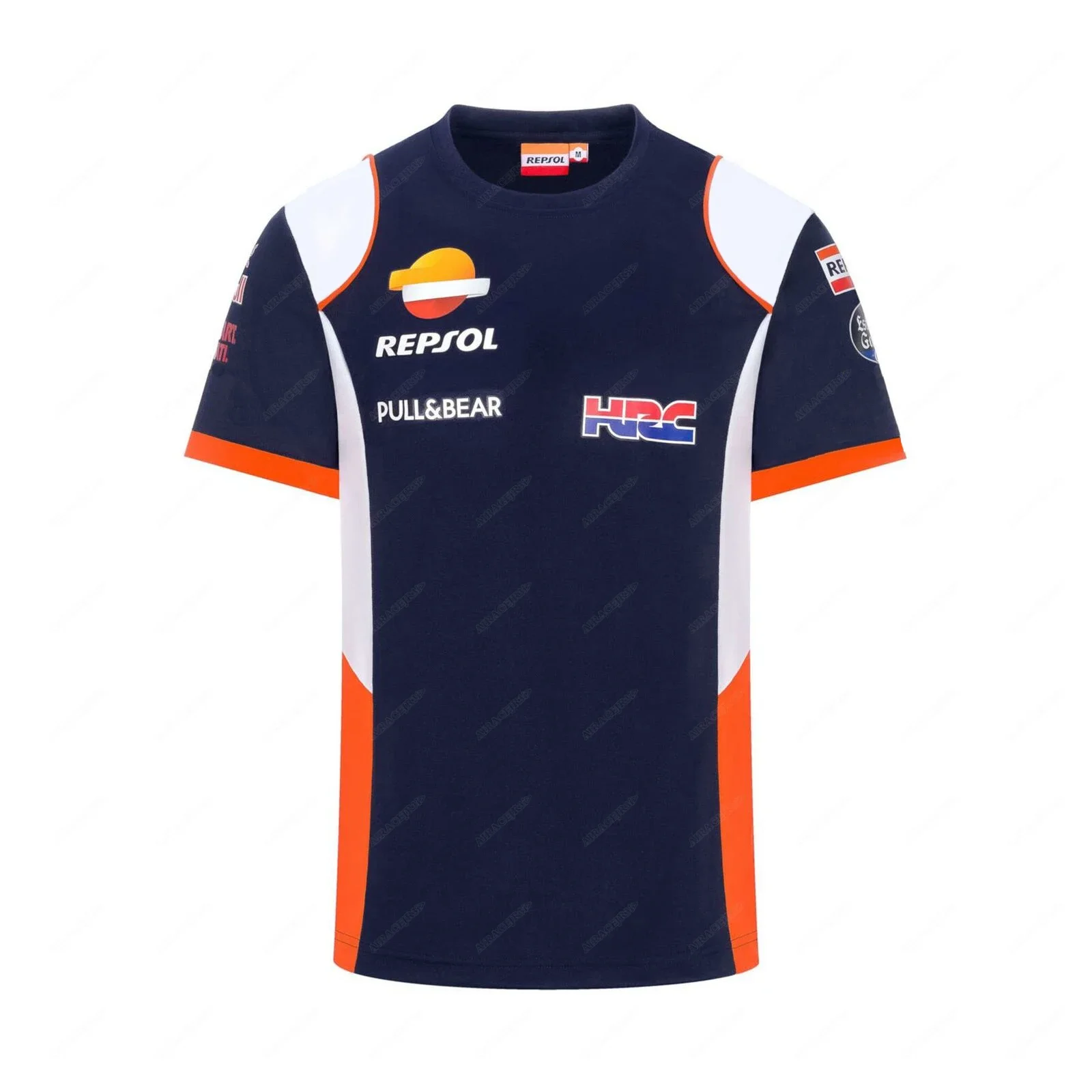 For HONDA HRC Repsol T-Shirt Red Color Bulls Motos GP Racing Riding Sports No Fading Jerseys Summer Breathable Dark Blue White