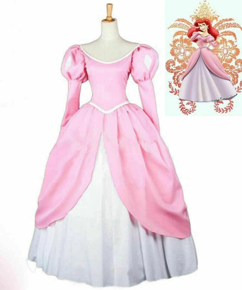 Disfraz de princesa Ariel para niños y adultos, disfraz rosa de La Sirenita, vestido de fiesta
