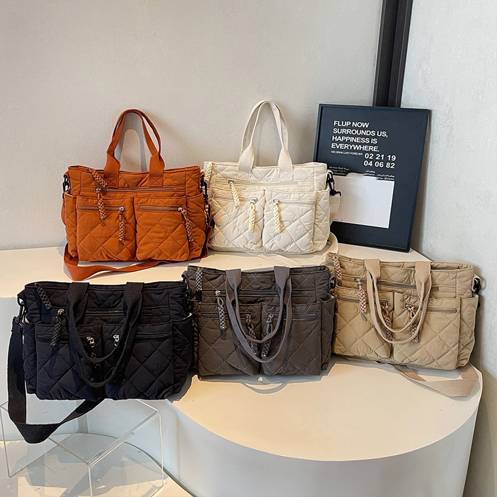 

Solid Color Wheat Pattern Women's Crossbody Bag Large Capacity Casual Commuter Handbag Versatile Diamond Quilted Shoulder Bags