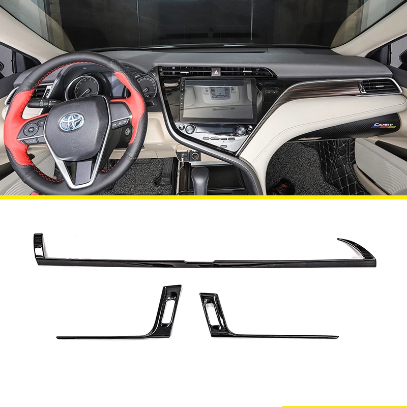 Car Accessories For Toyota Camry 70 XV70 70 2018 2019 2020 Stainless Steel Dashboard Front Air Outlet Cover Strips Trim Stickers