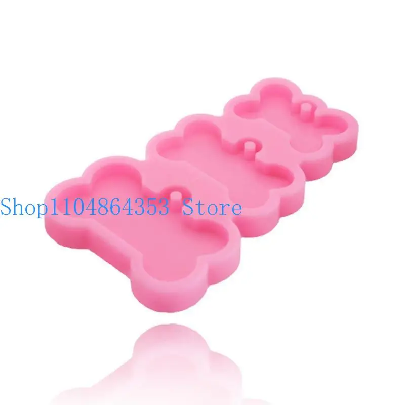 652f المصنوعة يدويًا 3-Cavities Pet Dogs Cats Tag العظم على شكل مفاتيح سحر مفاتيح epoxy apoxy mould charm المجوهرات لسلسلة m