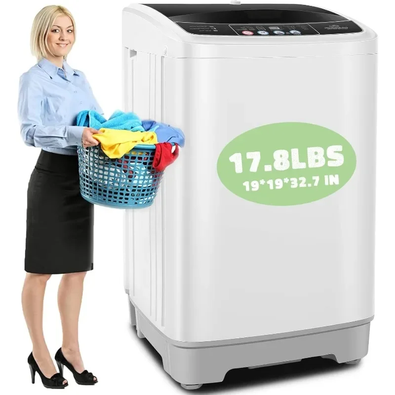 

Nictemaw Portable Washing Machine, 17.8Lbs Capacity Portable Washer with Drain Pump, 10 Wash Programs 8 Water Levels Customized