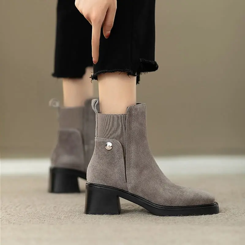 Suede Women Chunky Ankle Boots – Women'S Shoes Trending 2025 recenzja i cena