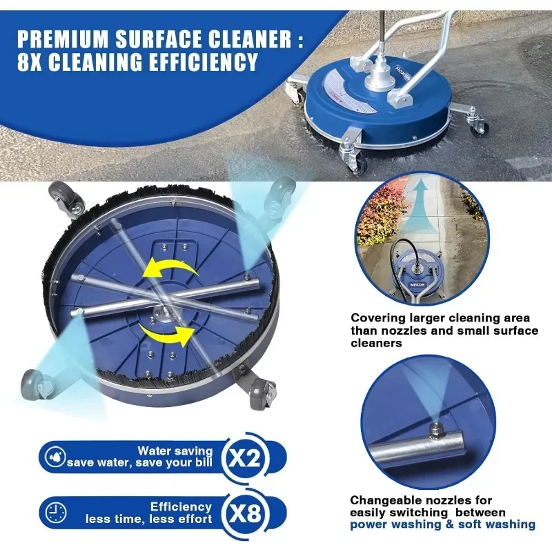 Pressure Washer Surface Cleaner 20”, 4500 PSI Power Washer Surface Cleaner Attachment with Wheels, Pressure Washer Attachment