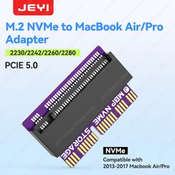JEYI M.2 NVME MacBook SSD Adapter konwertujący zmodernizowany MacBook Air Pro Retina Mid 2013-2017, dla A1465 A1466 A1398 A1502