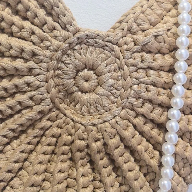 Handwoven Fashionable and Simple Seashell Shell Handbag Handmade Crocheted Lady oulder Pure Color Coin Pouch Clutch Bag
