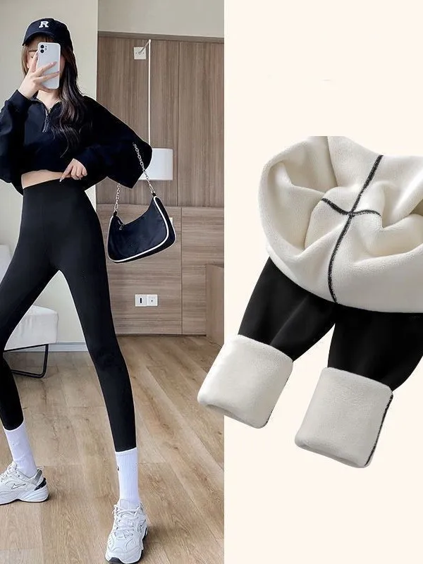 ハイウエスト Fce 裏地付き痩身ヨガパンツ女性のベースレイヤーパンツヒップリフティング脚痩身秋冬ファイオン