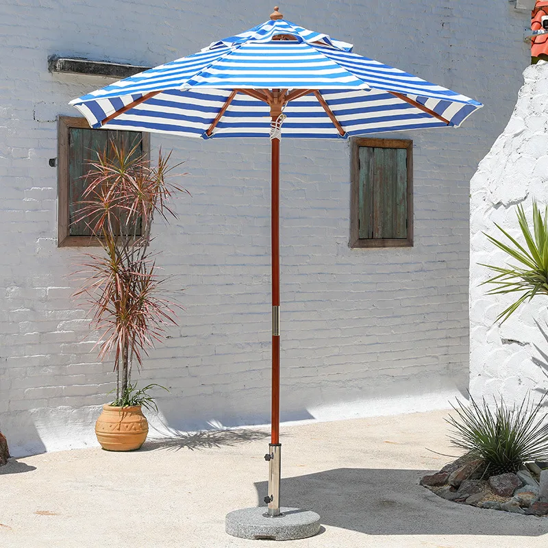 Outdoor Parasol Blue and White Striped Western Cafe Beach Swimming Pool Central  Courtyard Garden Large