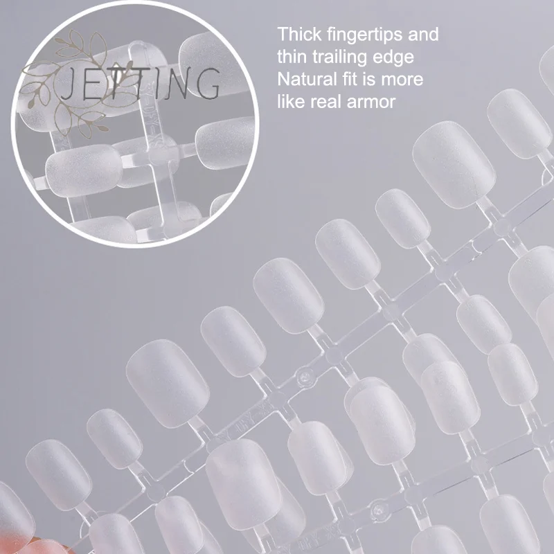 핫 100개/박스 투명 프레스온 네일 커버리지 짧은 물방울 모양 풀 스티커 네일 팁