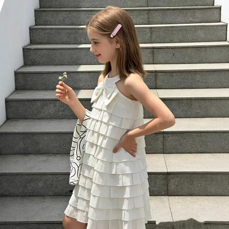 

Children's clothing, girls' dress, sweet bow cream cake dress2026New summer children's clothing
