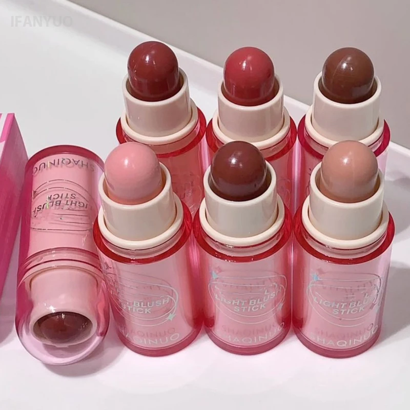 Colorete en barra ligero, multifuncional, resistente al agua, de larga duración, Color fácil, color nude, rosa, marrón, cosméticos, barra, maquillaje coreano
