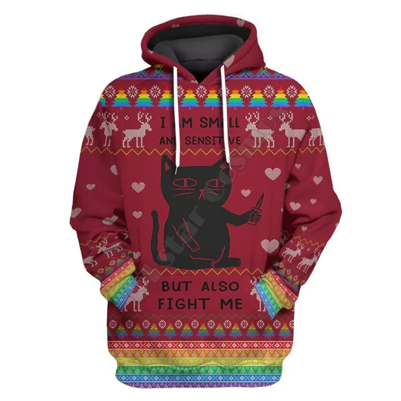 Christmas I Am Small And Sensitive But Also Fight 3D Printed Hoodies Streetwear Women For Men Sweater/Sweatshirt/Zipper Hoodies