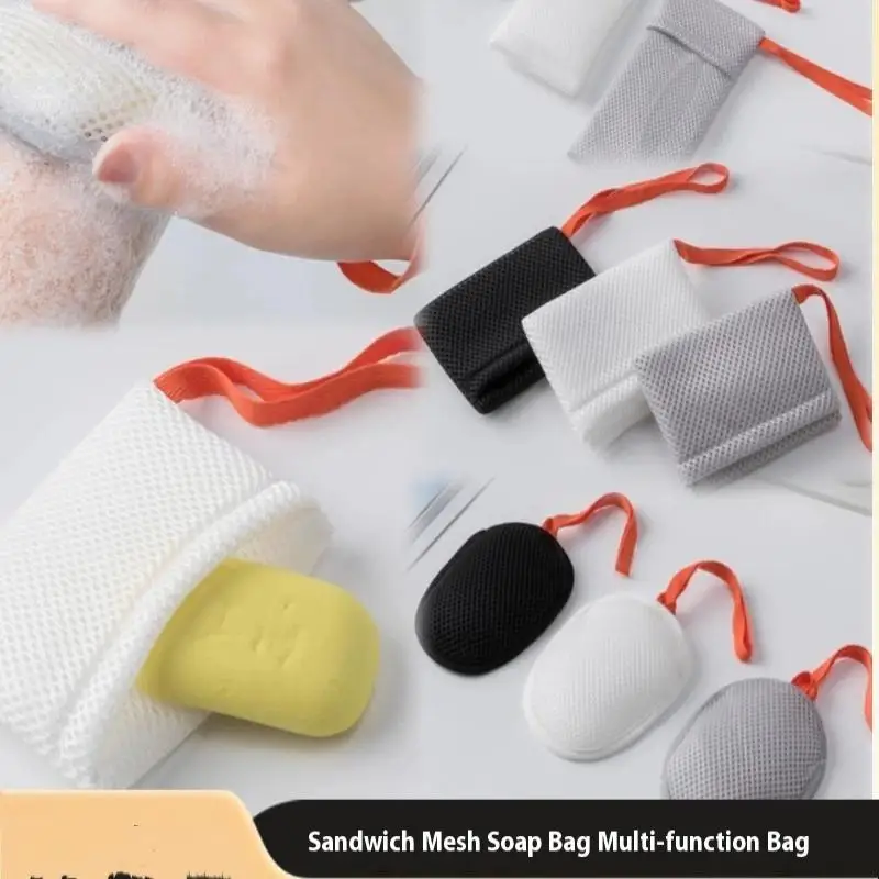1 PCS Bath Cleansing Foaming Net Double-Sided Square/Oval Soap Bag Body Exfoliating Scrubber Sponges Bathroom Mesh Soap Pocket