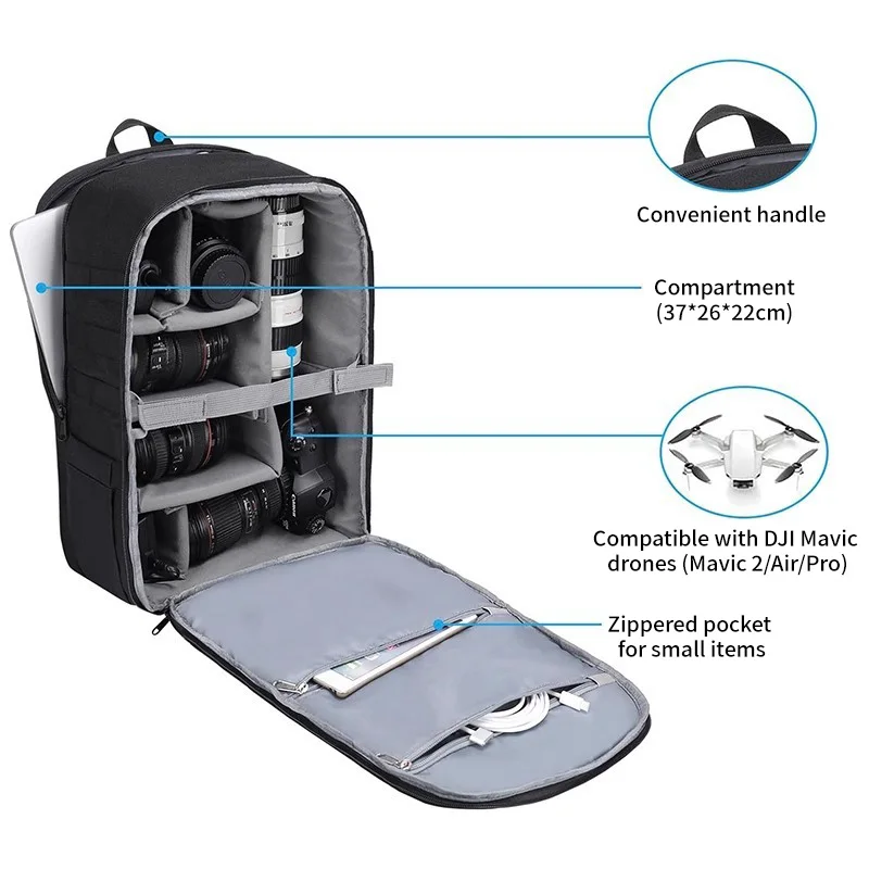 Large Capacity Backpack Camera Bag Photography Tactical Multi-Function Drone Computer Bag Suitable for Canon and Sony