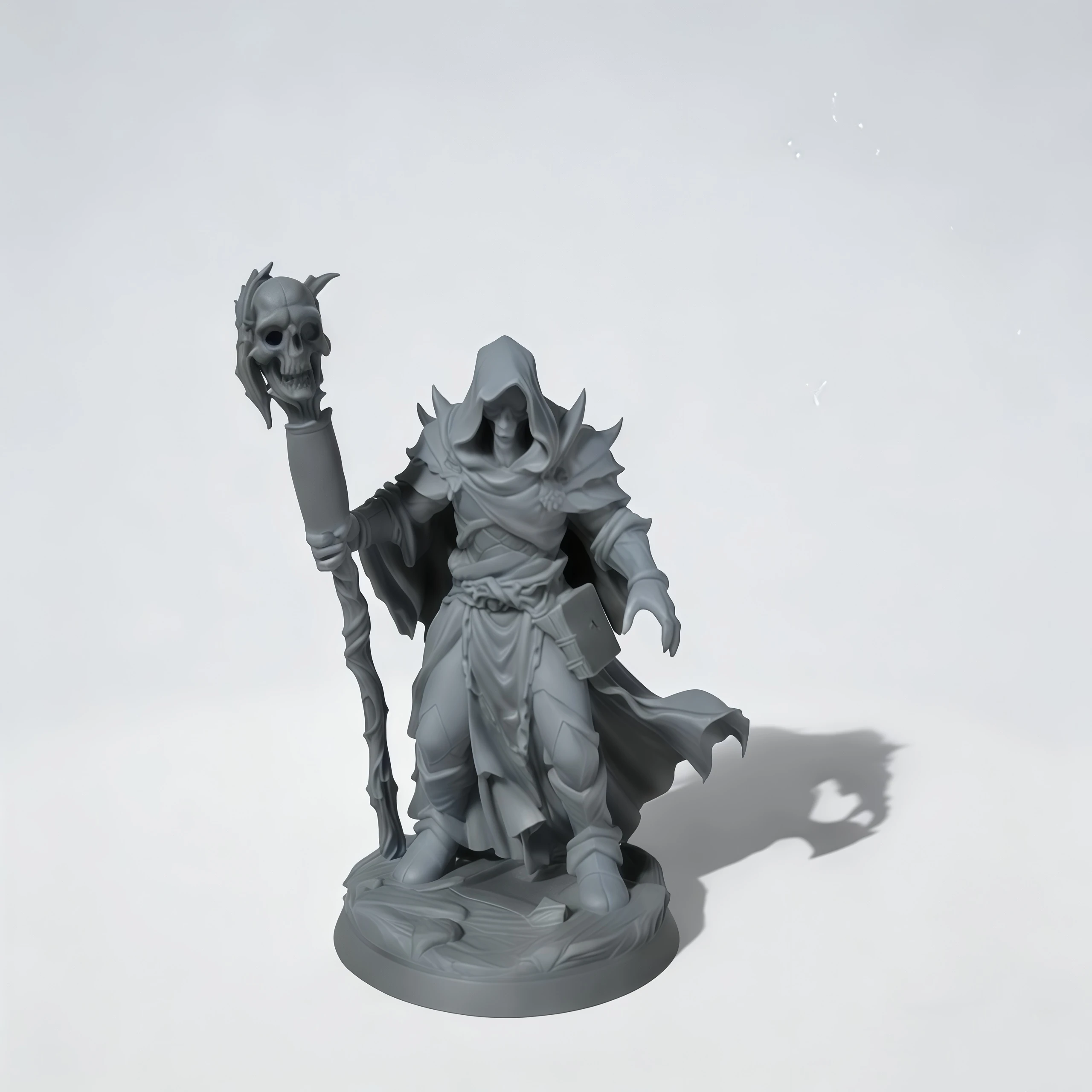3D Printed Necromancer Model, High-Precision Unpainted White Model, Tabletop Game War Chess Piece, Hand-Painted Dark Wizard Figure, DIY Materials, Dark-Style Tabletop Ornament view 3