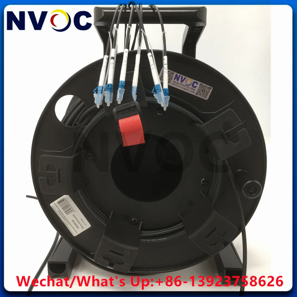 6cores 150M  SM G657A1,5.0mm TPU Black Amored Cable,LC/UPC(6Core)-LC/UPC(6Core) Fiber Armored Fiber Patch Cord With PCD 310 Reel