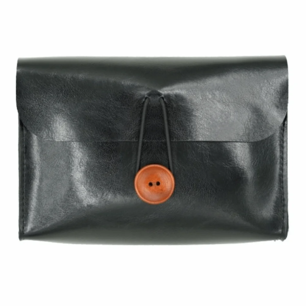 Multi-purpose Envelope Shape Cosmetic Bag Button Closure Faux Leather USB Data Cable Mouse Organizer Waterproof Lightweight