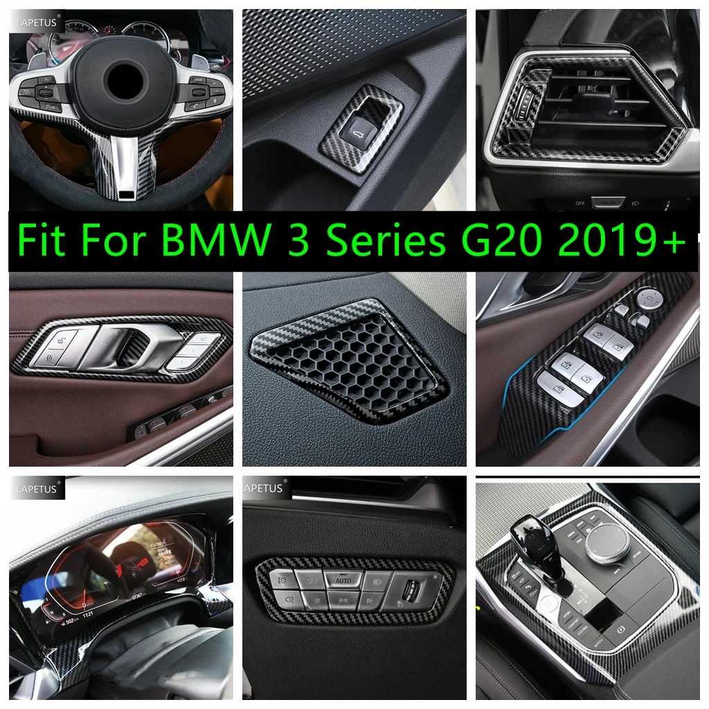 

Head Lights / Window Glass Lift / Air AC Outlet Vent Cover Trim For BMW 3 Series G20 2019 - 2023 Car Accessories Carbon Fiber