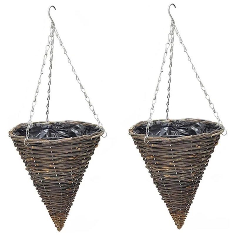 

Rattan Hanging Basket, Cone Shaped Hanging Baskets, Hanging Flower Basket With Chain Hook,Rattan Wicker Hanging Basket