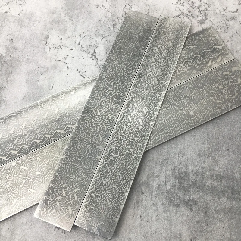 Dropship Damascus Steel Billets Forged Water Wave Patterned Sandwich Steel Blanks Bar DIY Knife Making Tool Parts 22x3x0.3CM