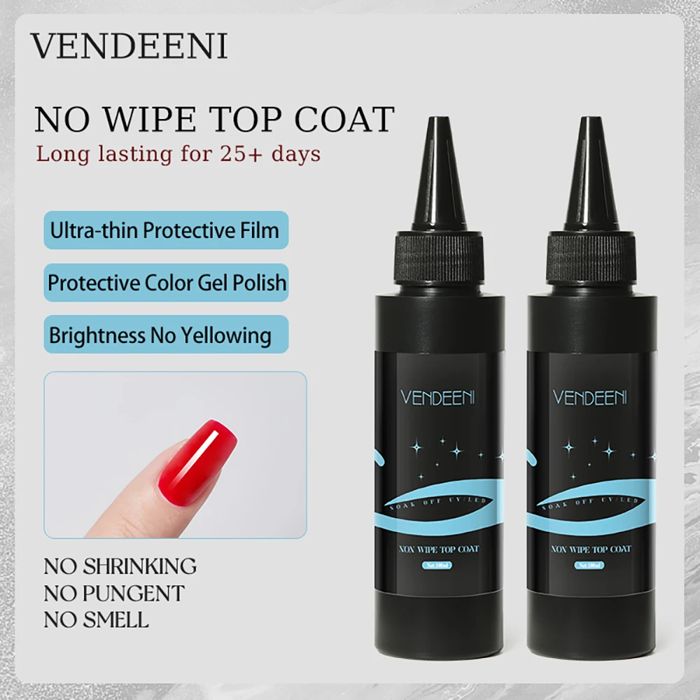 Vendeeni 100ml couche de Base supérieure Gel Chrome Gel construire Extension Gel fonctionnel vernis à ongles noir blanc vernis à ongles TPO/HEMA gratuit